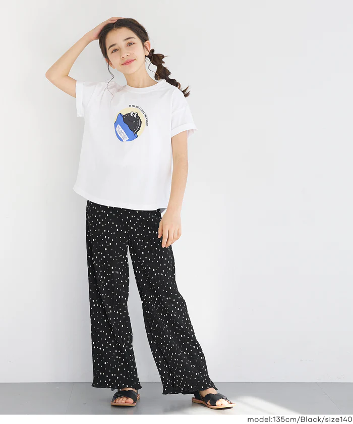 親子お揃い楊柳プリーツドットパンツ キッズ メール便可 - Image 2