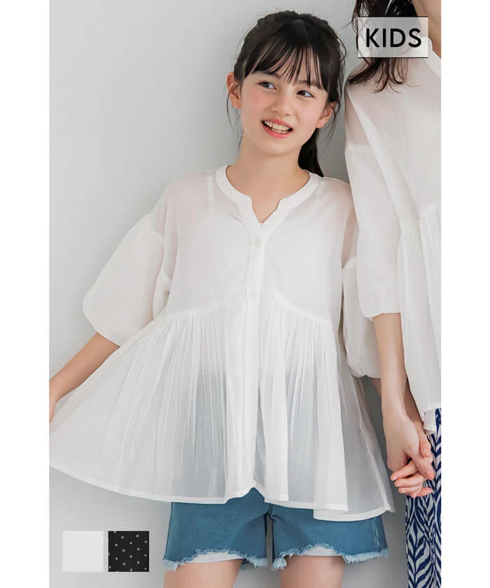 セール★1690円→1290円 親子お揃い袖ボリュームティアードブラウス キッズ メール便可