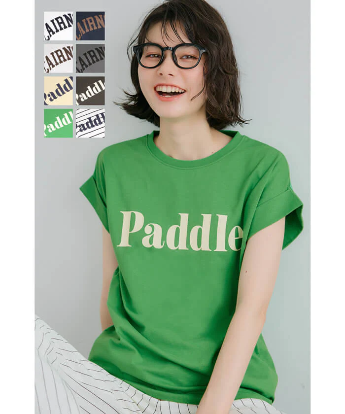 セール★990円→550円 フレンチスリーブロゴプリントTシャツ レディース メール便不可