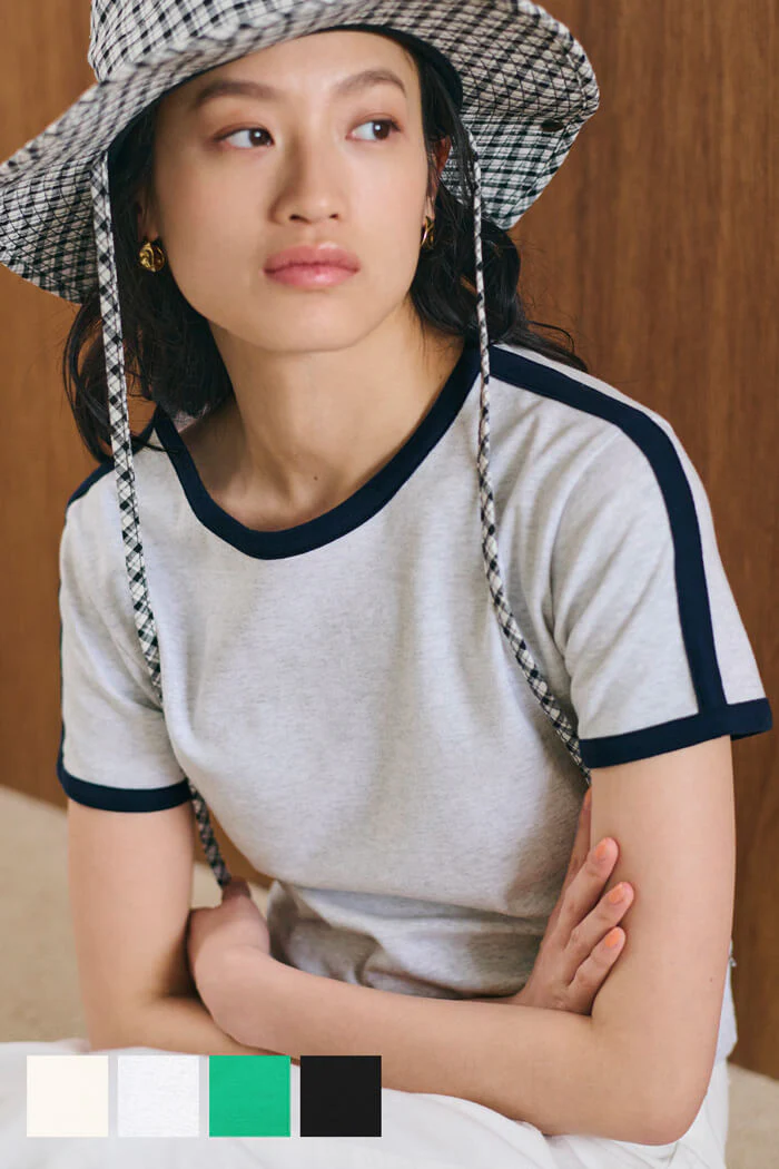 セール★1290円→550円 スムースコンパクトリンガーTシャツ レディース メール便不可