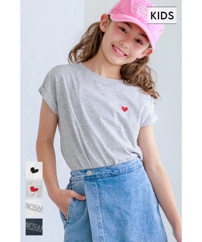 セール★790円→590円 親子お揃いフレンチスリーブロゴTシャツ キッズ メール便不可