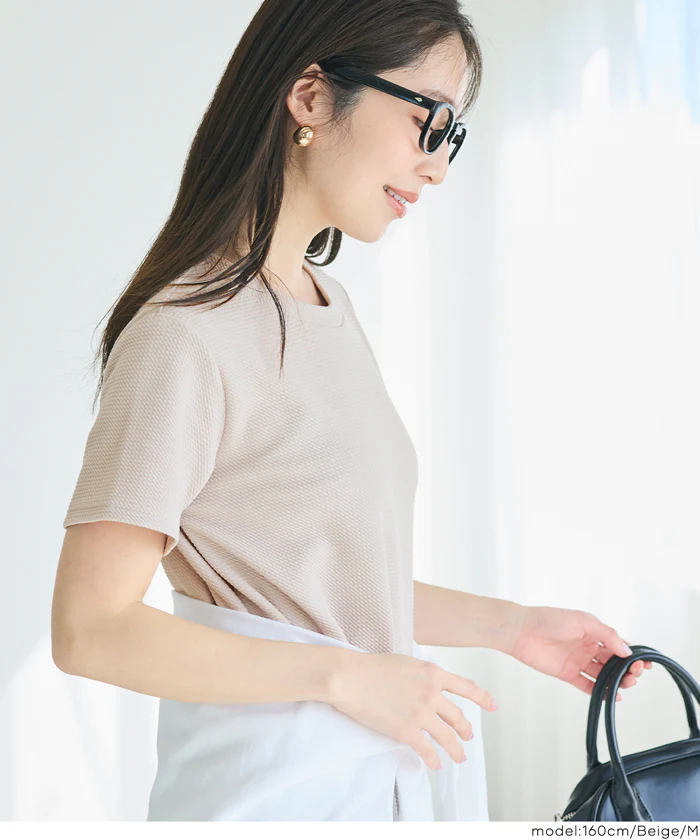 エンボス半袖マキシワンピース レディース メール便不可 - Image 15