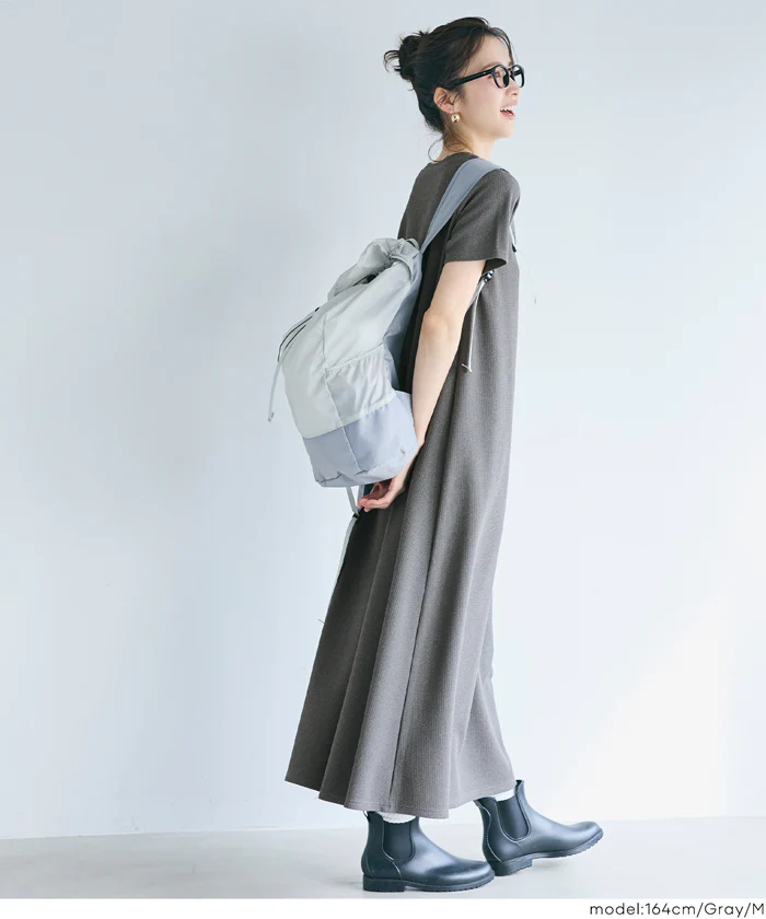 エンボス半袖マキシワンピース レディース メール便不可 - Image 19