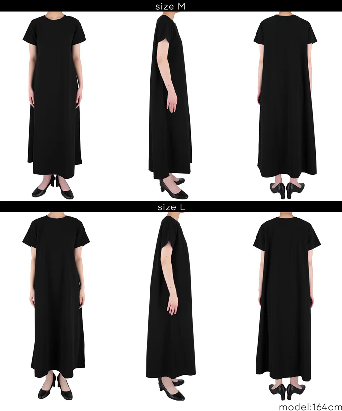 エンボス半袖マキシワンピース レディース メール便不可 - Image 20