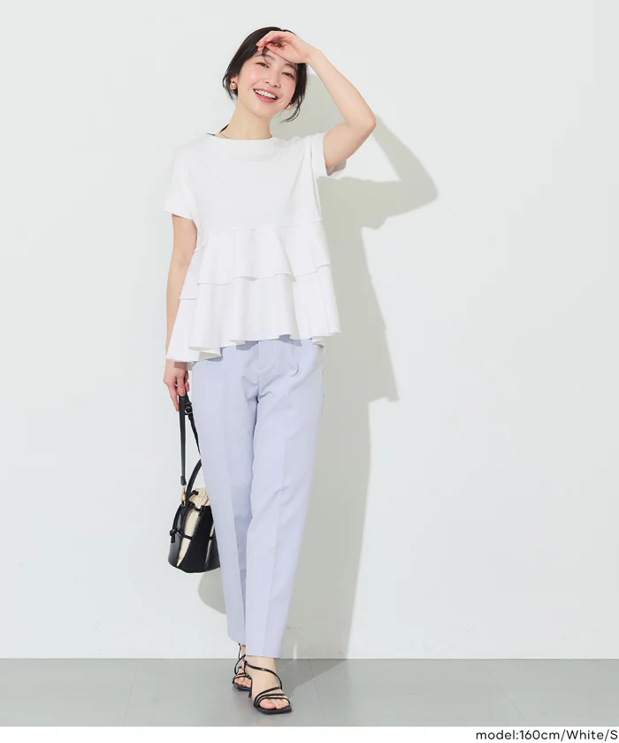 異素材切り替え2段フリルTシャツ レディース メール便不可 - Image 14