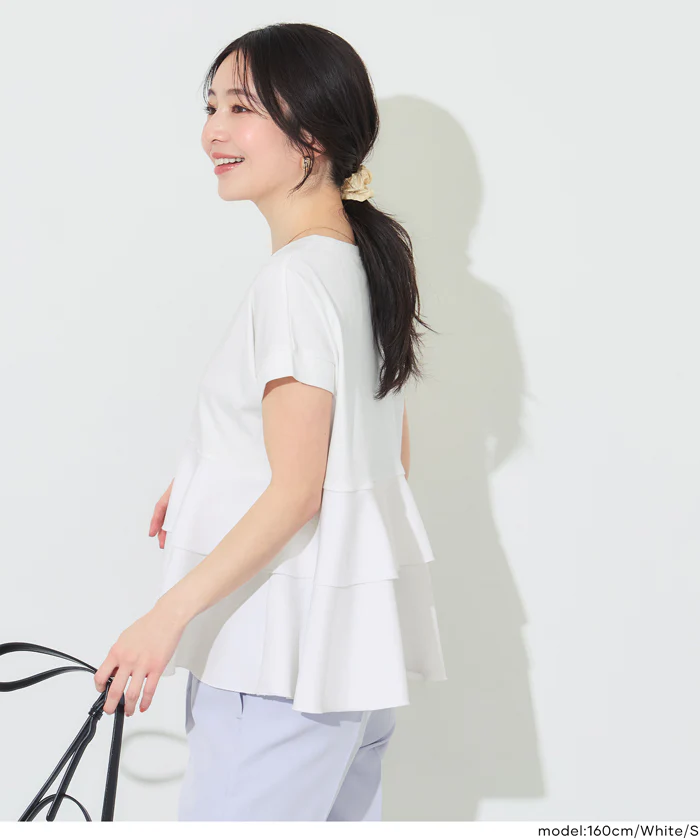 異素材切り替え2段フリルTシャツ レディース メール便不可 - Image 16