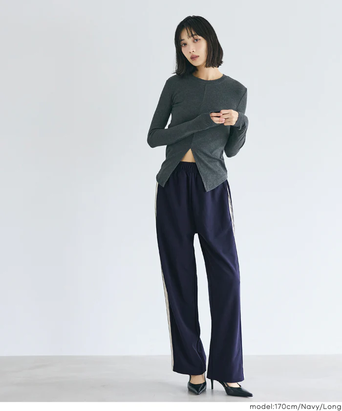 カットジョーゼットサイドラインパンツ レディース メール便不可 - Image 3