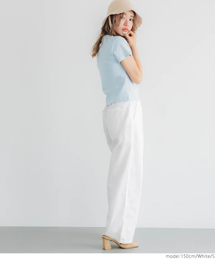 サマーデニムタックパンツ レディース メール便不可 - Image 12