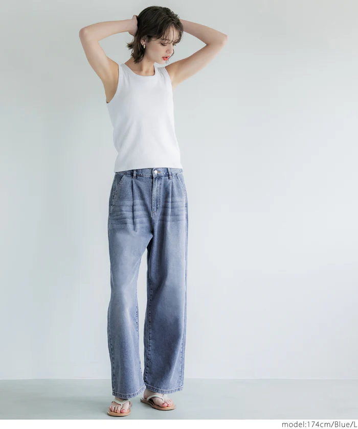 サマーデニムタックパンツ レディース メール便不可 - Image 17