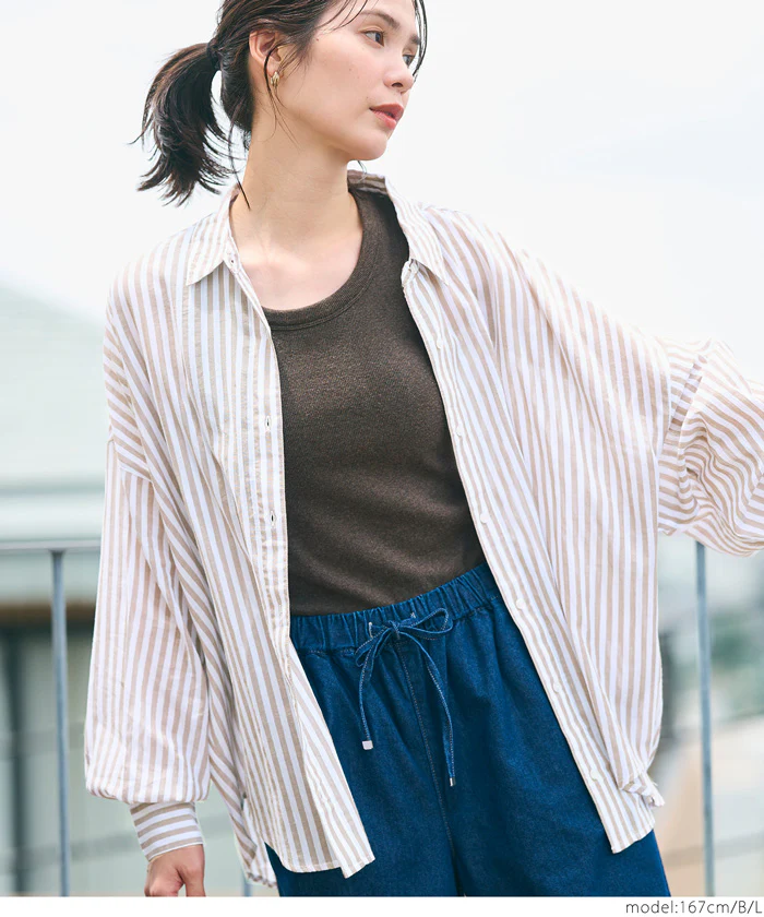 シアーコットンビッグシャツ レディース メール便不可 - Image 15