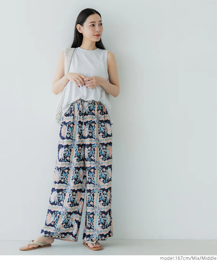 レーヨンスクエアフラワー柄パンツ レディース メール便不可 - Image 4