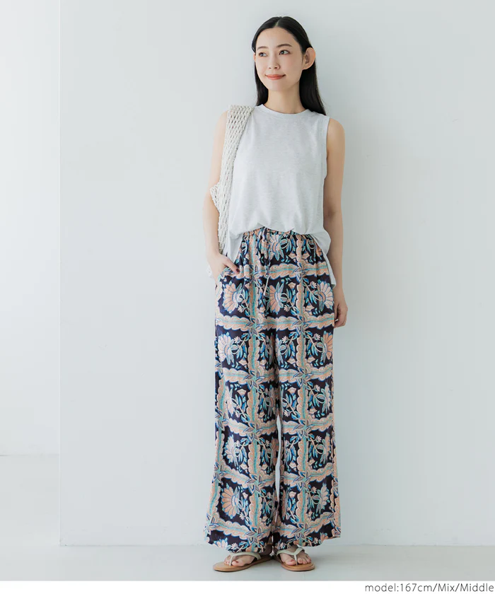 レーヨンスクエアフラワー柄パンツ レディース メール便不可 - Image 7