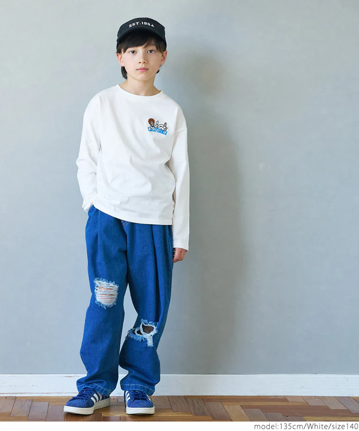 セール★990円→550円 ワンポイント刺繍長袖Tシャツ キッズ メール便可 - Image 2