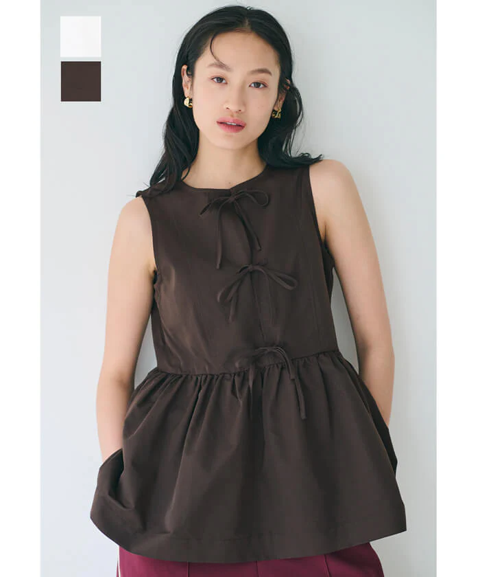 セール★2490円→550円 ノースリーブリボンブラウス レディース メール便不可