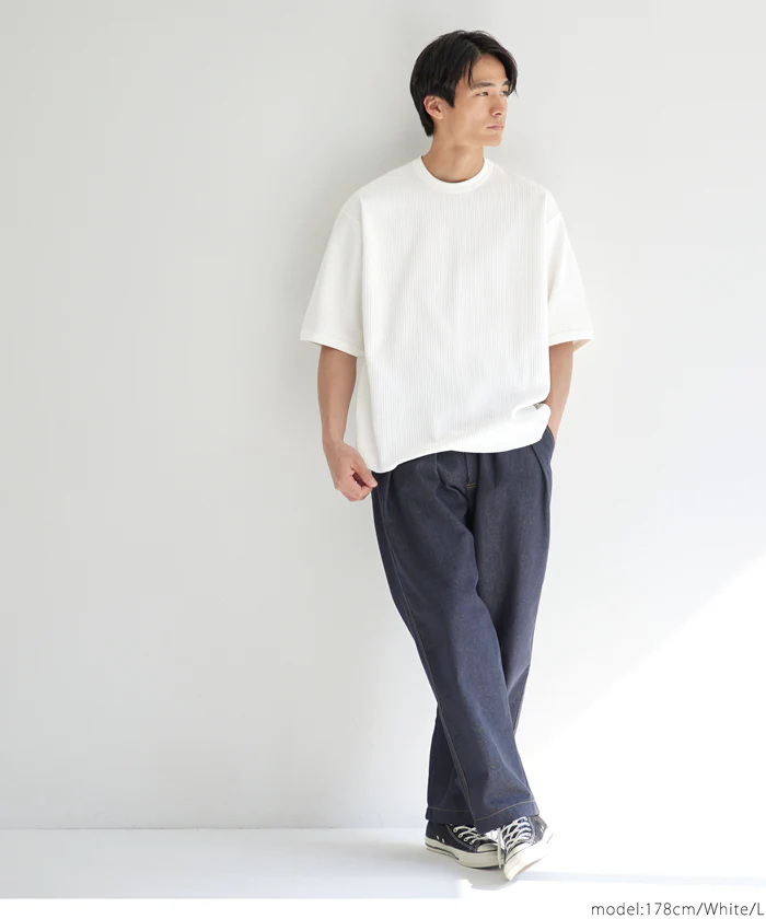 EAZY TEX ワッフルワイドラウンドTシャツ メンズ メール便不可 - Image 4