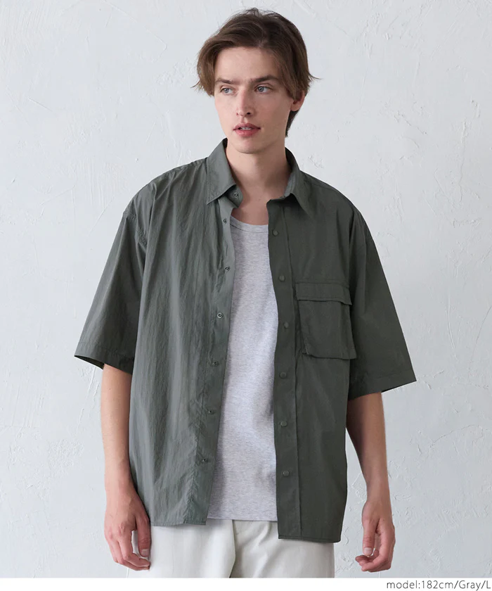 ナイロンワッシャー半袖シャツ メンズ メール便不可 - Image 6