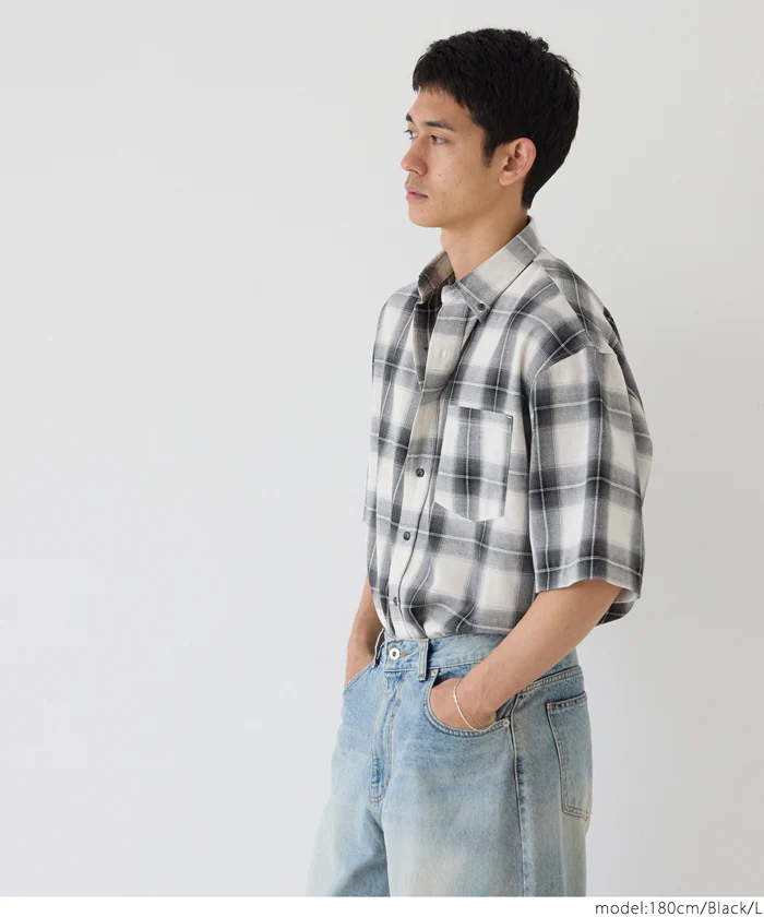 チェック半袖シャツ メンズ メール便不可 - Image 10