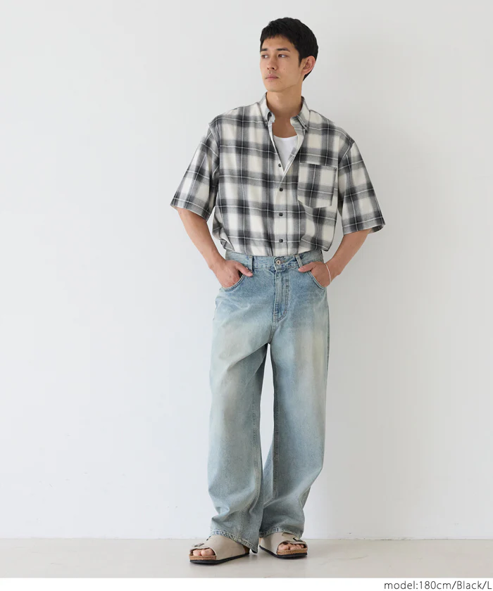 チェック半袖シャツ メンズ メール便不可 - Image 11