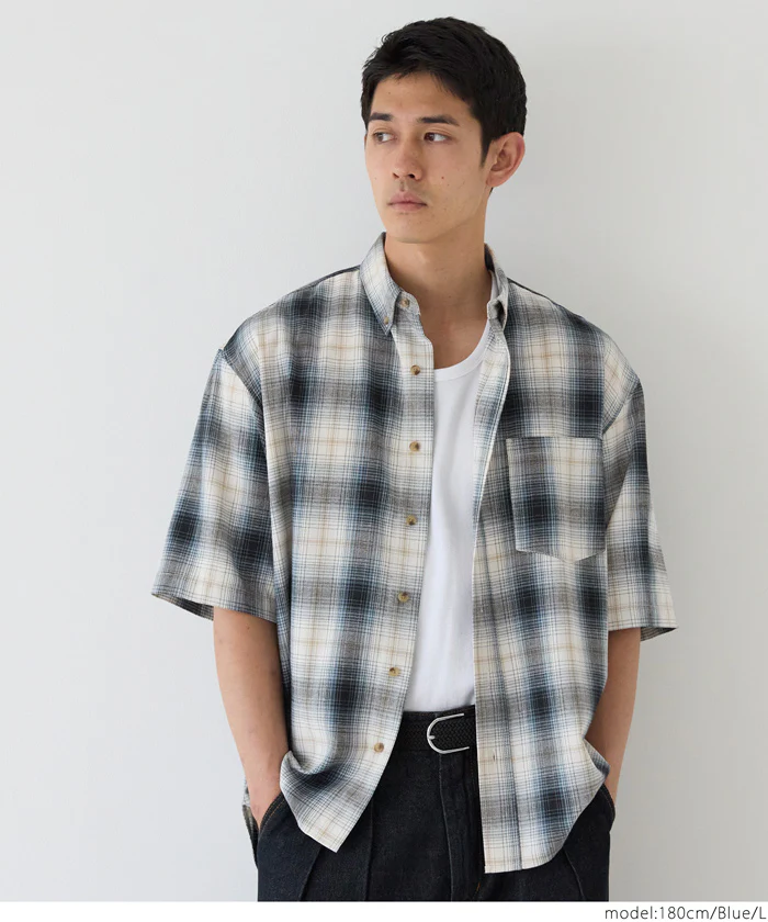 チェック半袖シャツ メンズ メール便不可 - Image 17