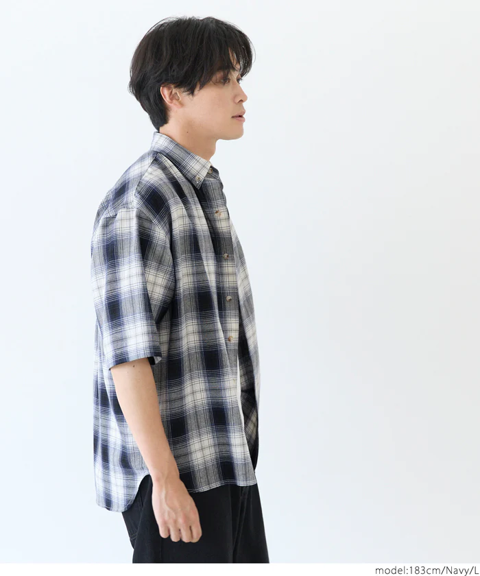 チェック半袖シャツ メンズ メール便不可 - Image 6