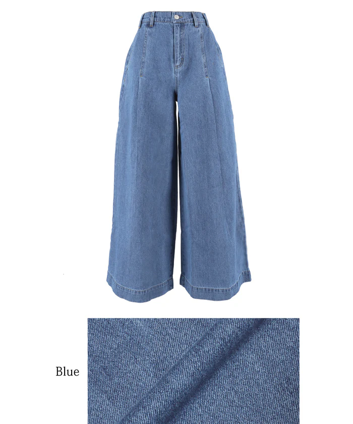 タックワイドデニムパンツ レディース 送料無料/メール便不可 - Image 10
