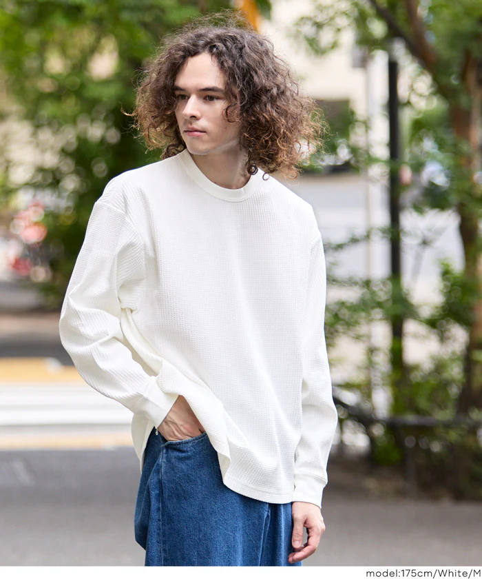 セール★2690円→1490円EAZY TEX ワッフルワイド長袖Tシャツ メンズ メール便不可 - Image 9