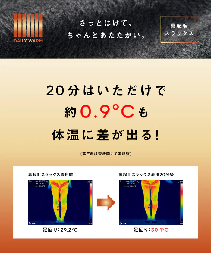 【DAILY WARM】裏起毛スラックス レディース 送料無料/メール便不可 - Image 3