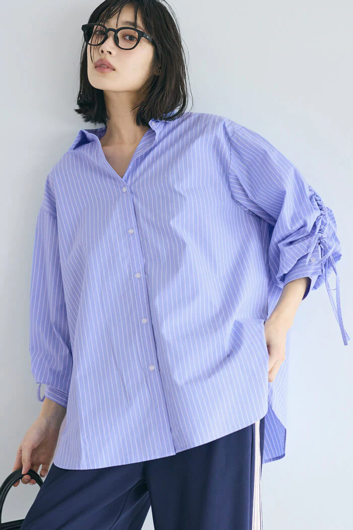 袖シャーリングシャツ レディース メール便不可