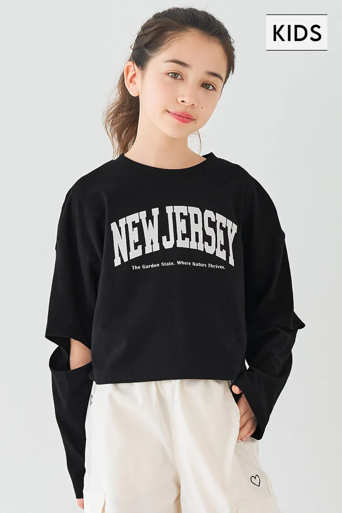 袖スリット長袖Tシャツ キッズ メール便不可