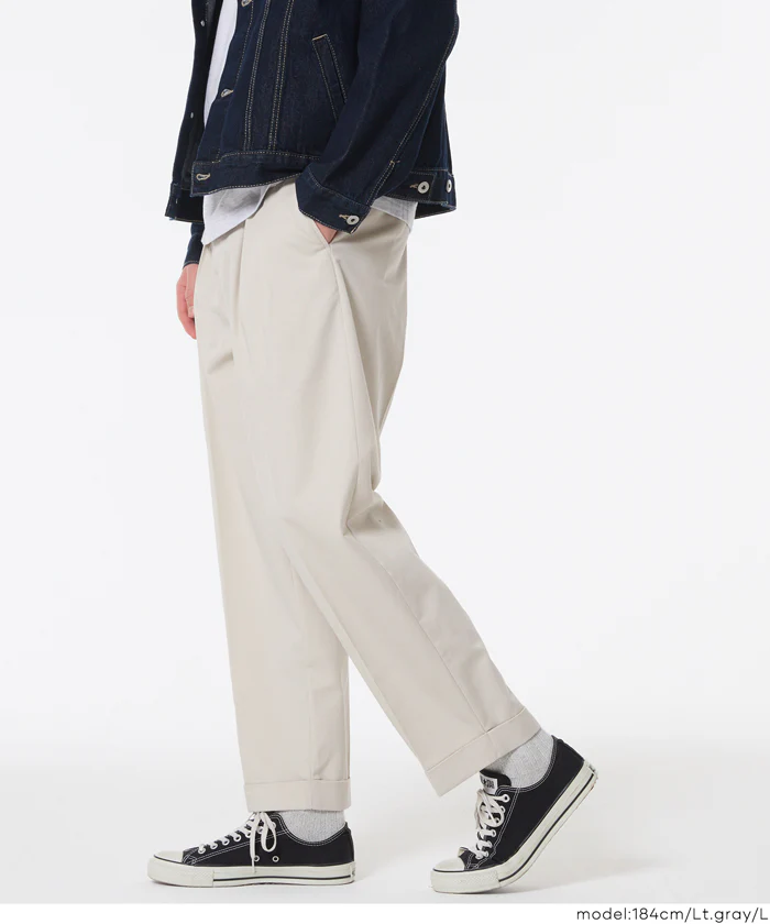 ソフトツイルタックテーパードパンツ メンズ メール便不可 - Image 3