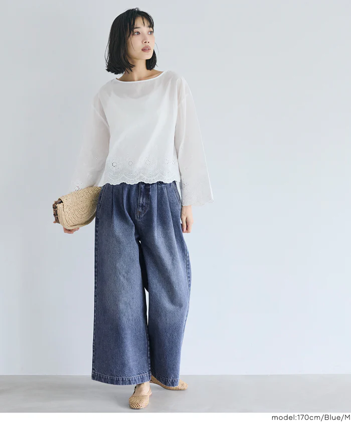 タックデニムパンツ レディース 送料無料/メール便不可 - Image 2