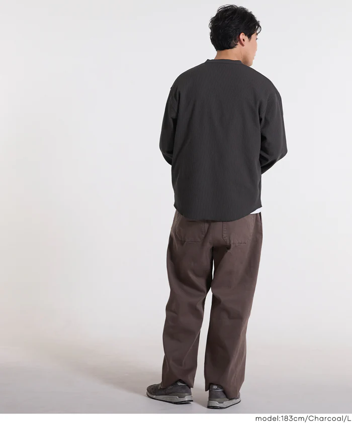 EAZY TEX ワッフルラウンドヘンリーネックロンT メンズ メール便不可 - Image 5