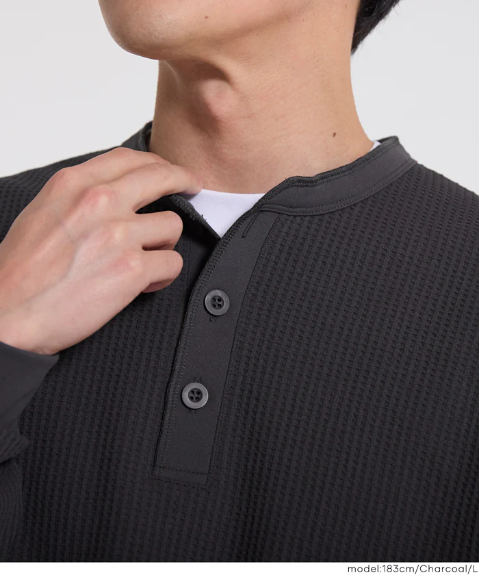 EAZY TEX ワッフルラウンドヘンリーネックロンT メンズ メール便不可 - Image 7