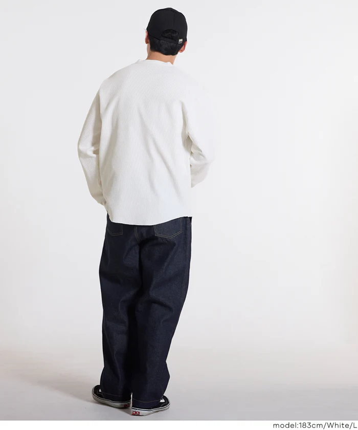 EAZY TEX ワッフルラウンドヘンリーネックロンT メンズ メール便不可 - Image 9