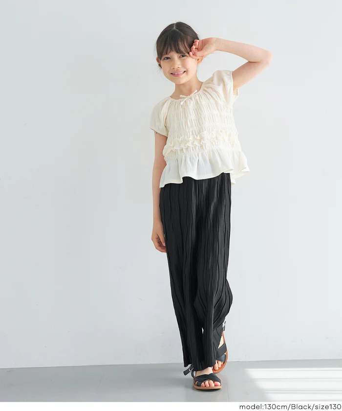 親子お揃いウェーブプリーツパンツ キッズ メール便可 - Image 11