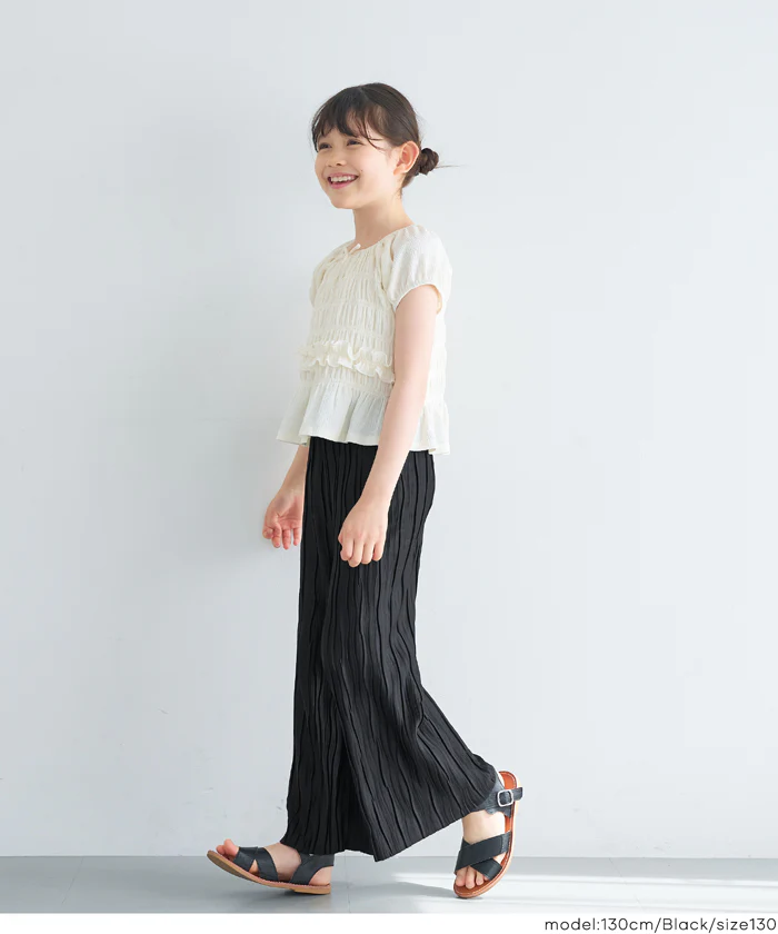 親子お揃いウェーブプリーツパンツ キッズ メール便可 - Image 14