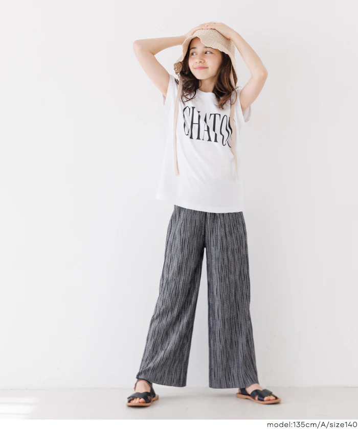親子お揃いウェーブプリーツパンツ キッズ メール便可 - Image 6