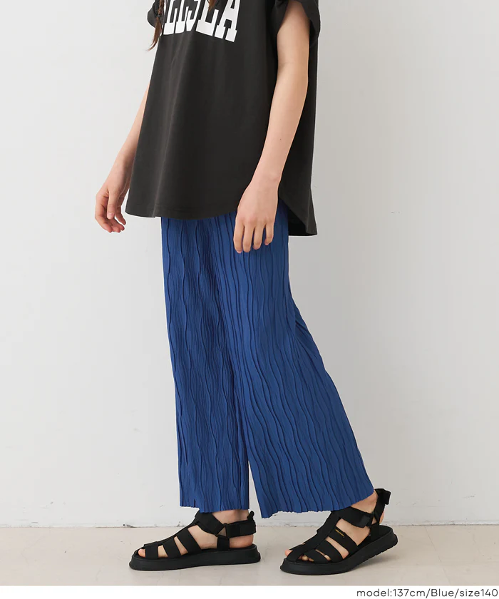 親子お揃いウェーブプリーツパンツ キッズ メール便可 - Image 7