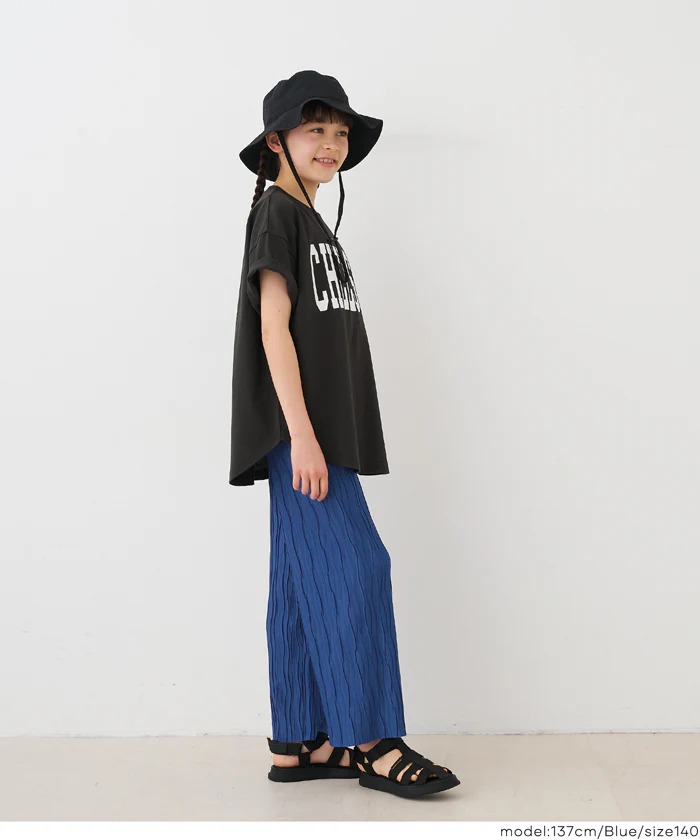 親子お揃いウェーブプリーツパンツ キッズ メール便可 - Image 9