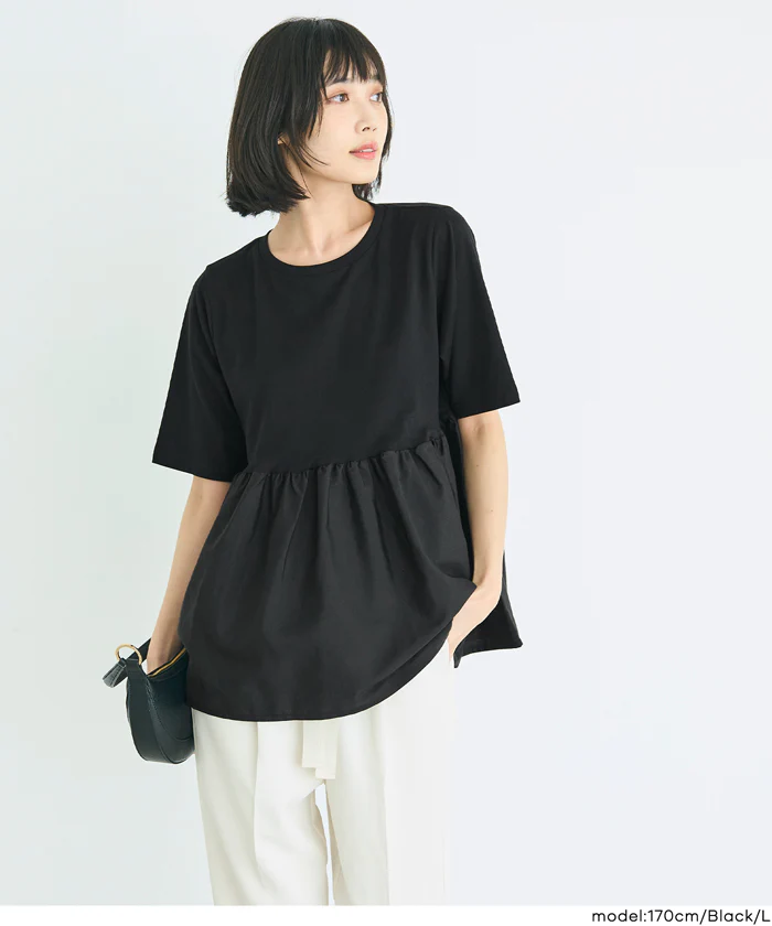 クルーネックドッキングカットソー レディース メール便可 - Image 2