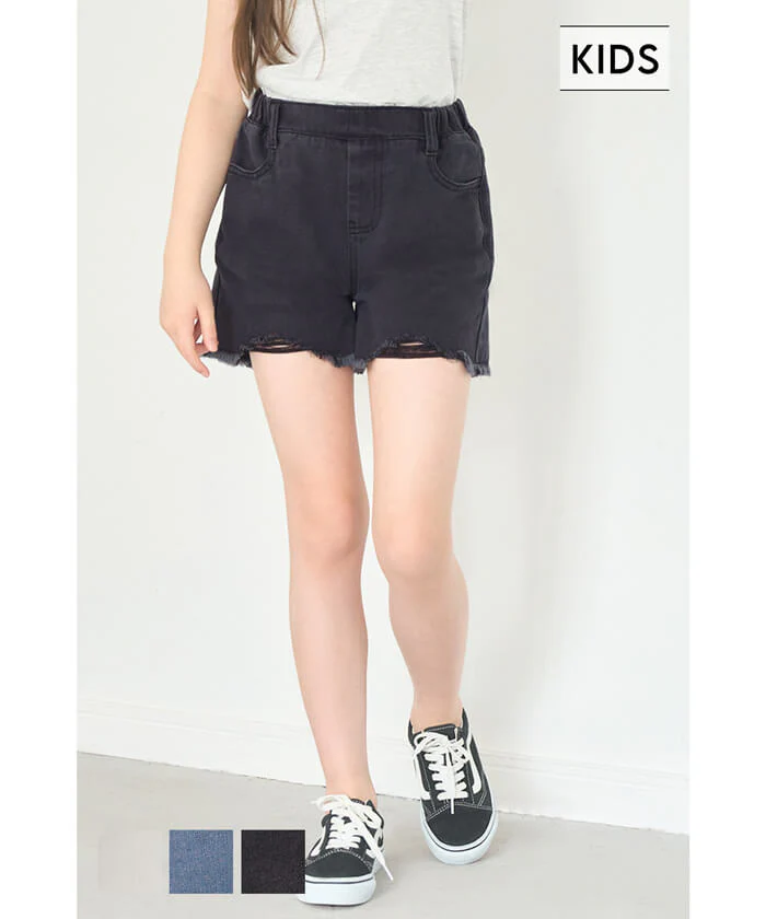 デニムダメージショートパンツ キッズ メール便不可