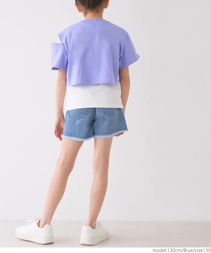 デニムダメージショートパンツ キッズ メール便不可 - Image 4