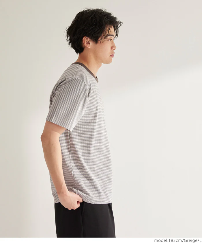 セール★1690円→1490円 ジャカードボーダーTシャツ メンズ メール便不可 - Image 3