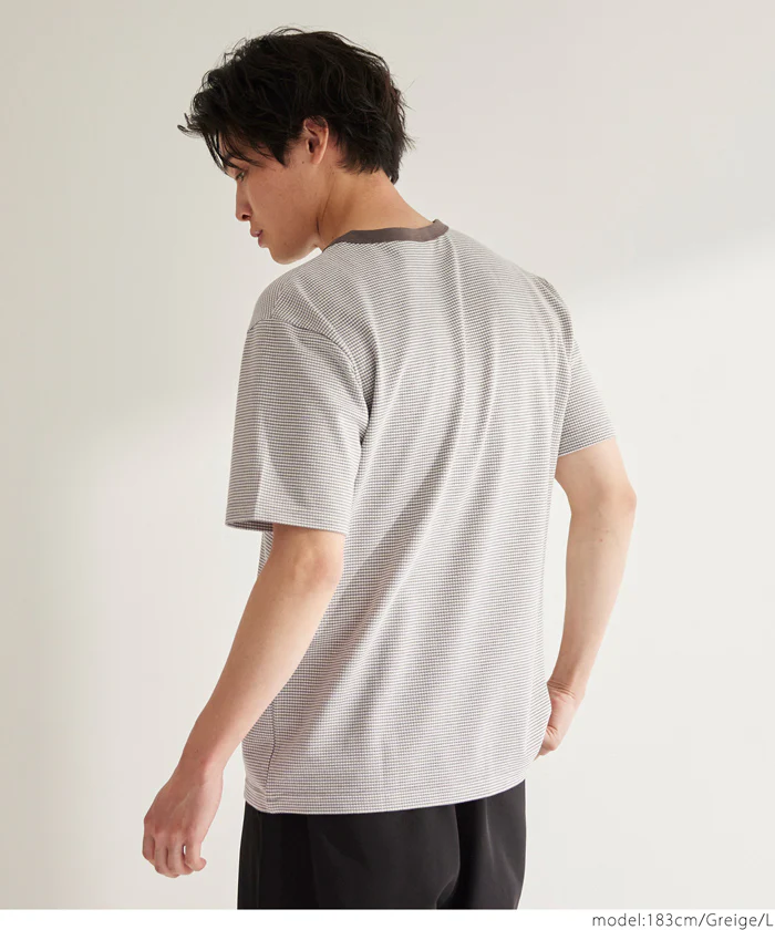 セール★1690円→1490円 ジャカードボーダーTシャツ メンズ メール便不可 - Image 5