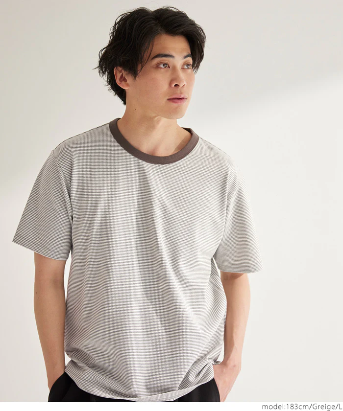 セール★1690円→1490円 ジャカードボーダーTシャツ メンズ メール便不可 - Image 6