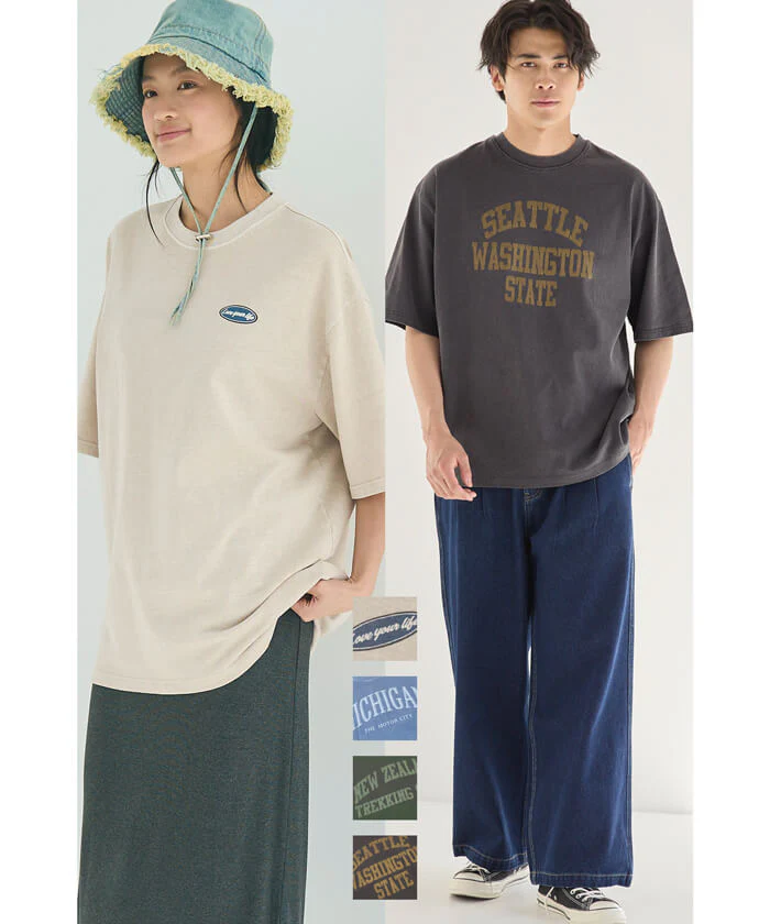 セール★1490円→990円 ピグメントアソートプリントTシャツ メンズ レディース メール便不可