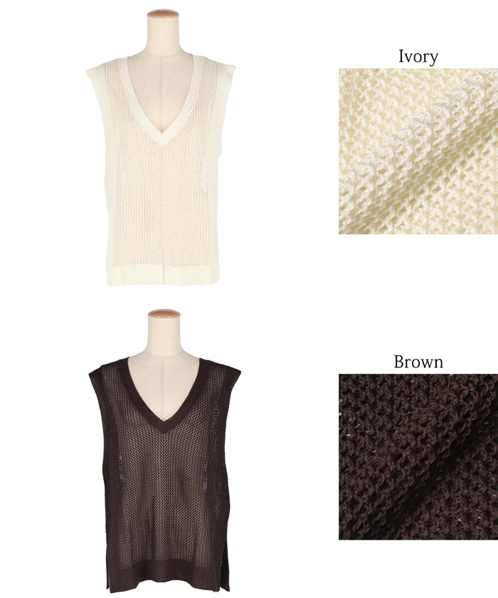 メッシュVネックニットトップス レディース メール便不可 - Image 15