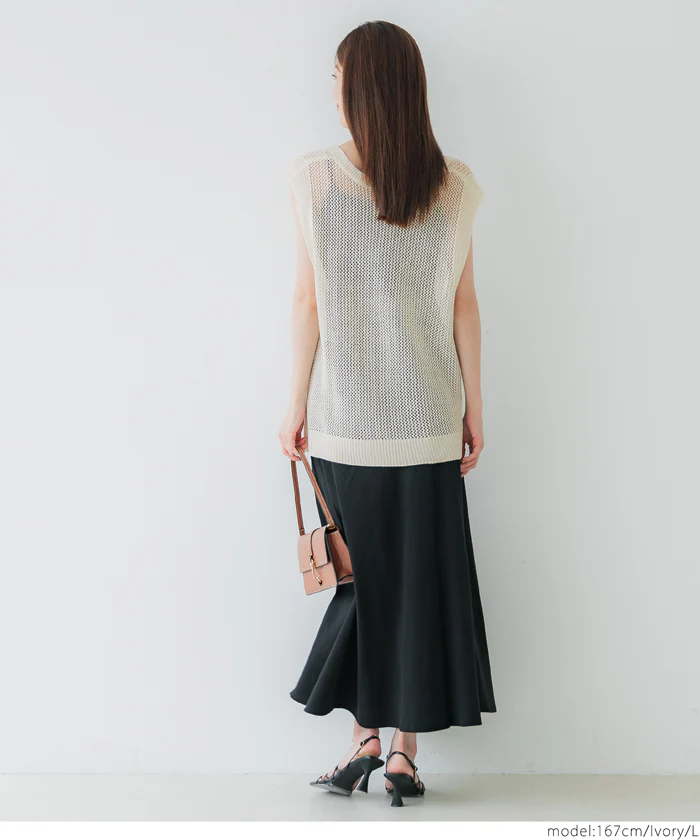 メッシュVネックニットトップス レディース メール便不可 - Image 4