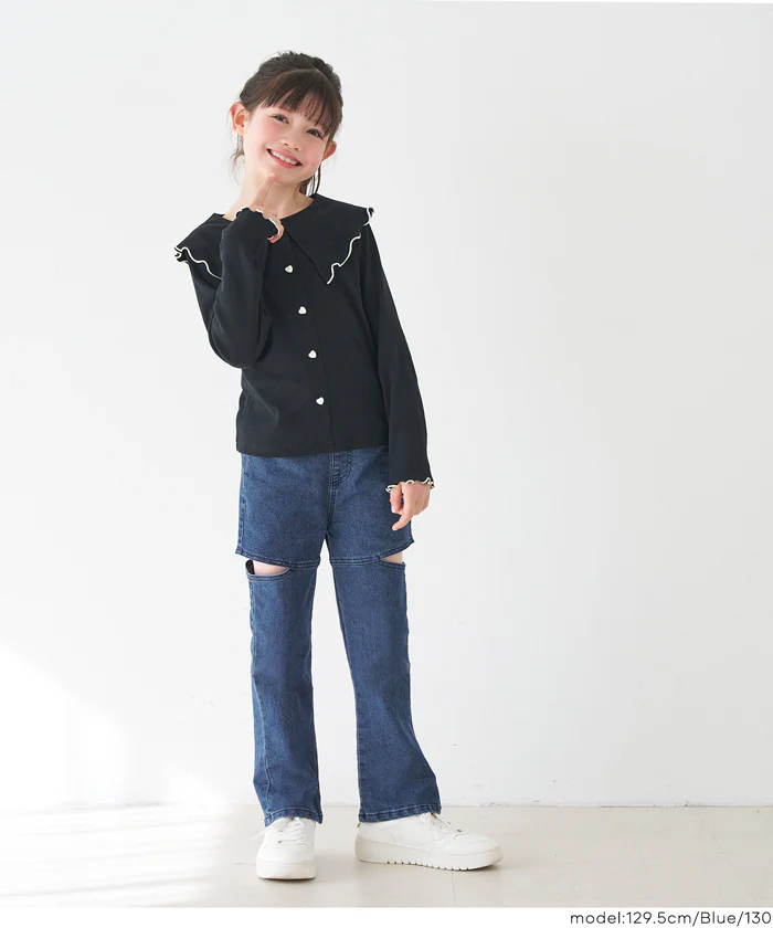 デニムカットアウトパンツ キッズ メール便不可 - Image 2
