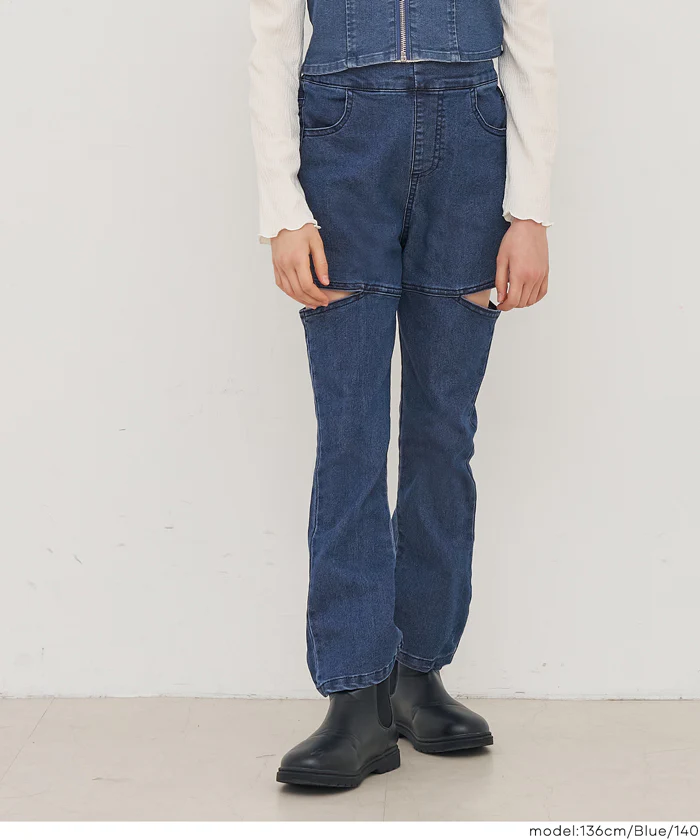 デニムカットアウトパンツ キッズ メール便不可 - Image 5